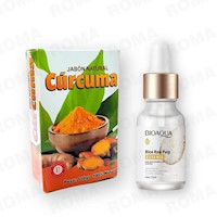 JABÓN EN BARRA DE CÚRCUMA 110G + SERUM DE ARROZ CON Á.H BIOAQUA 15ML